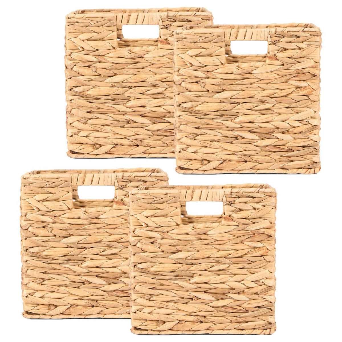 Natural Storage Cube Folding Rope Organiser Woven Wicker Hamper Strong Eco Box