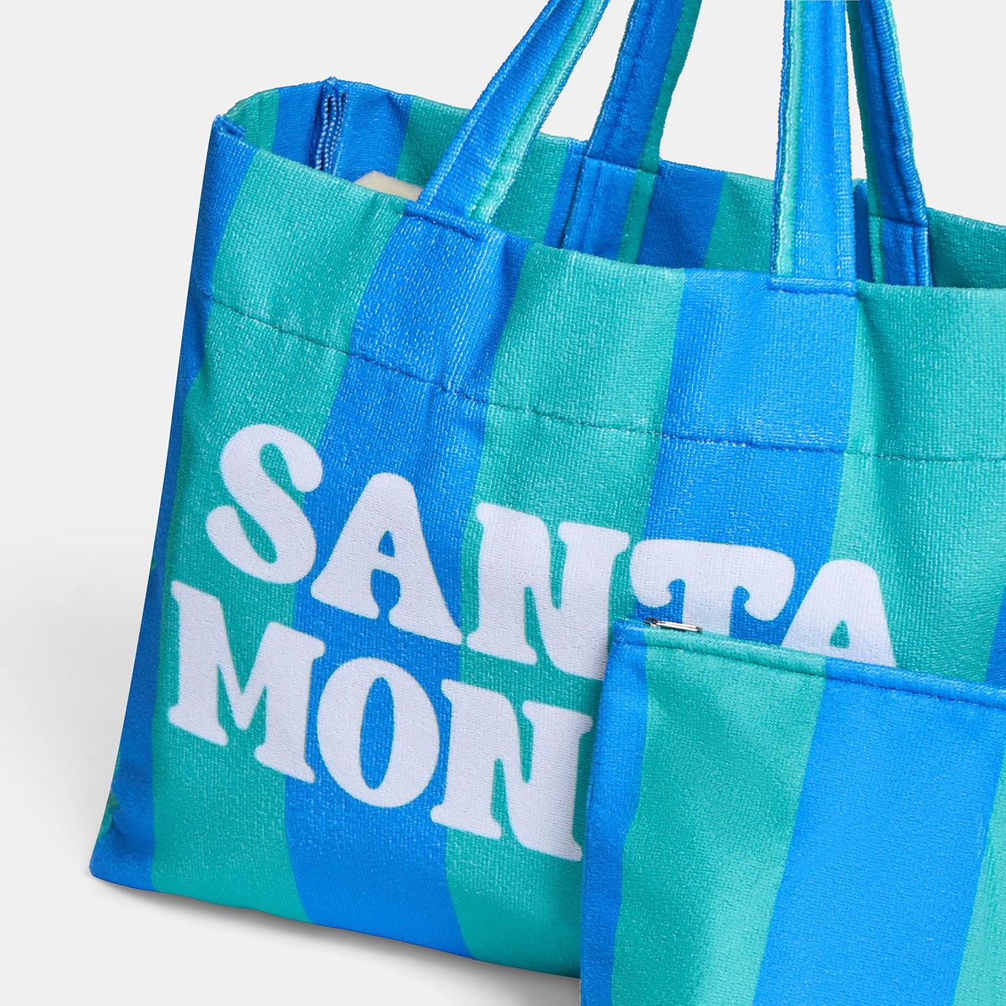 OHS Fun Print Beach Bag with Pouch Towelling Shoulder Tote Bag Holiday Travel