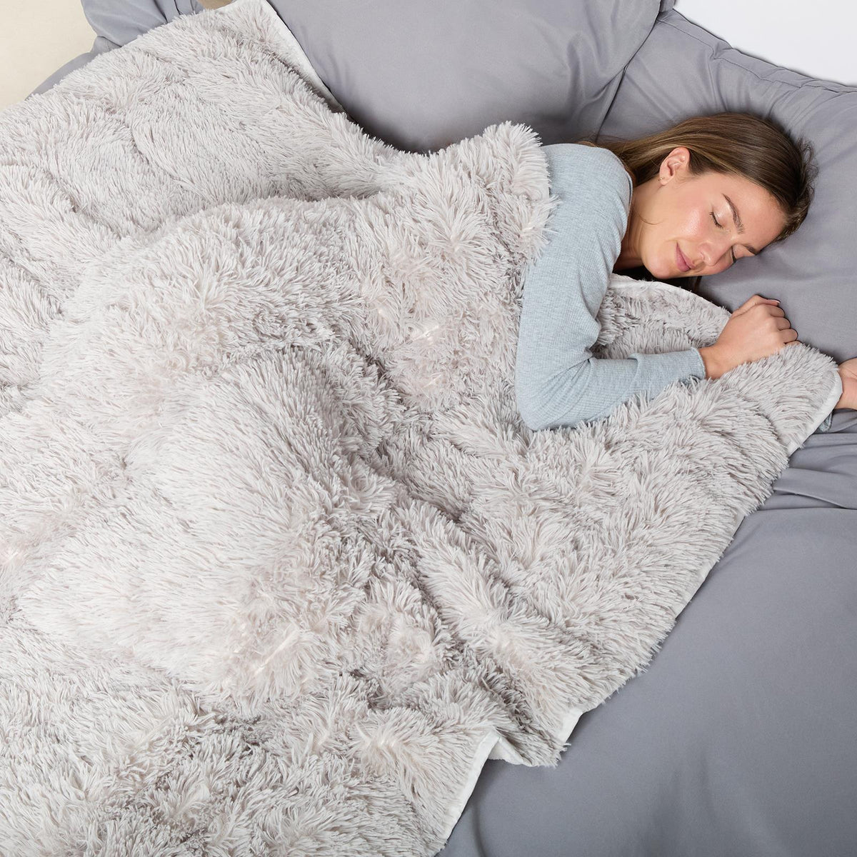 OHS Fluffy Fleece Weighted Blanket Sensory Adult Sleep Anxiety Soft Throw