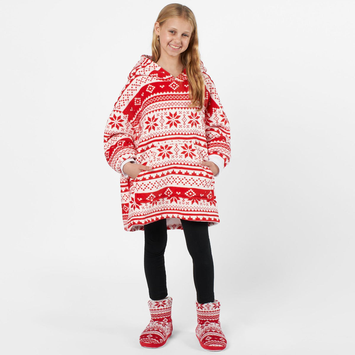 Kids Hoodie Blanket Oversized Sherpa Fleece Jumper Sweatshirt Soft Warm Throw