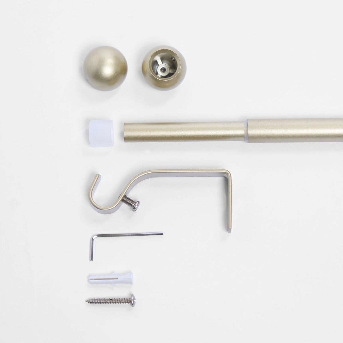OHS 120-200cm Curtain Pole Extendable Metal 16mm Ball Trumpet Twist Finnials