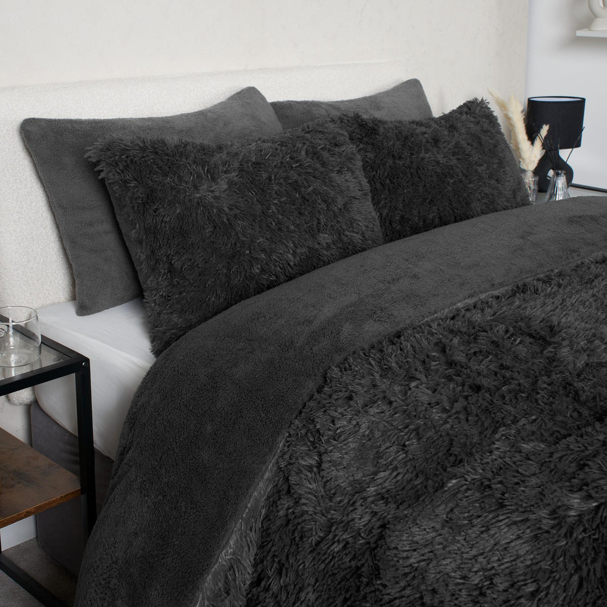OHS Teddy Bedding Set Soft Fleece Faux Fur Fluffy Cosy Warm Duvet Cover