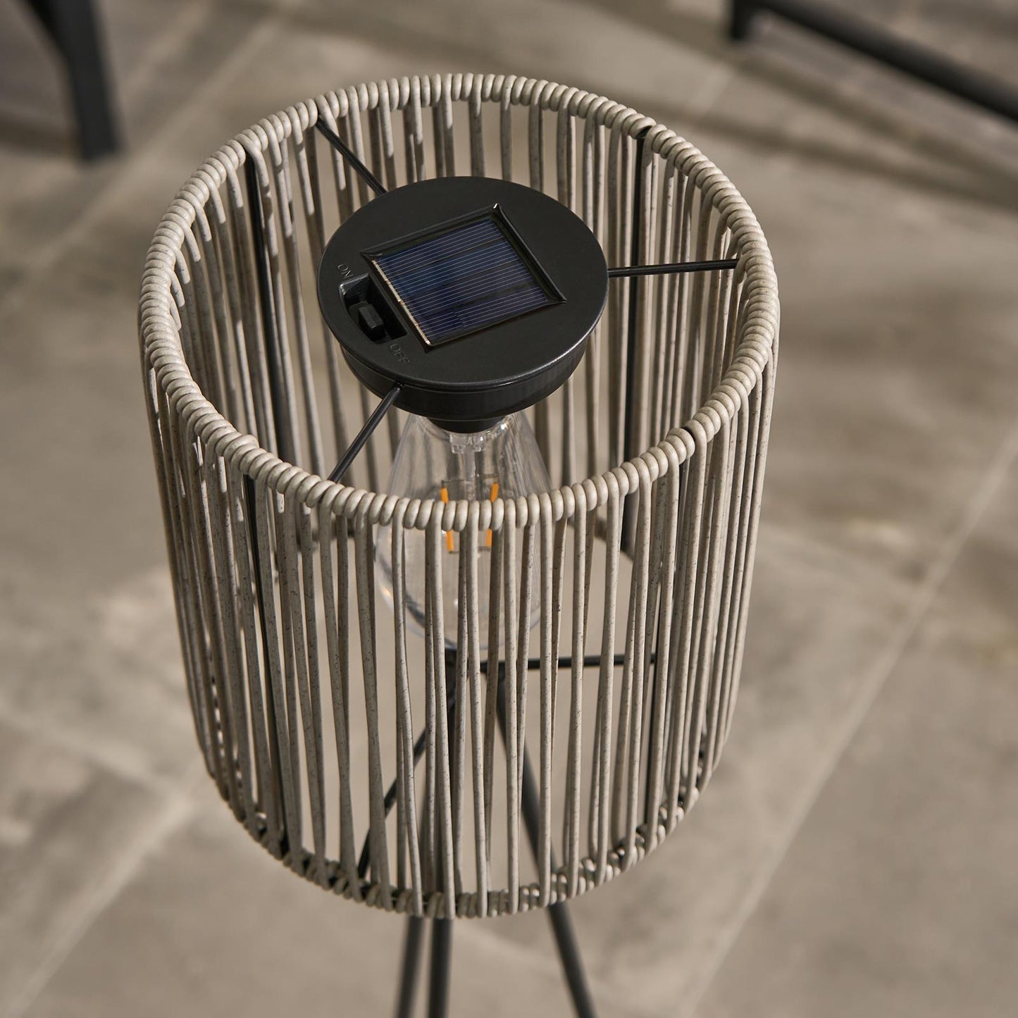OHS Solar Floor Lamp Rattan Cordless Outdoor Garden Light Dusk Sensor