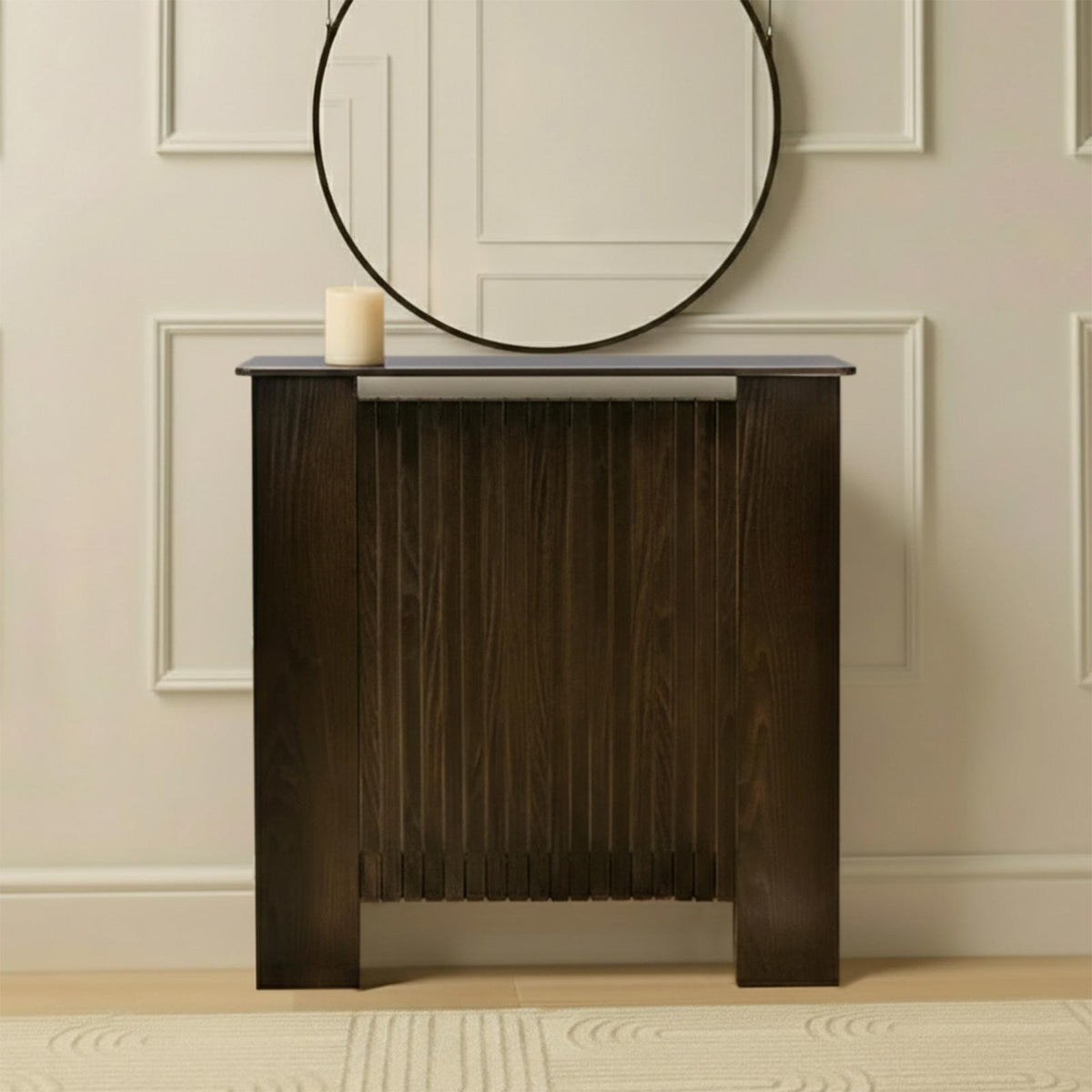OHS Ribbed Radiator Cover Slatted Engineered Wood Side Board S M L Cabinet Shelf