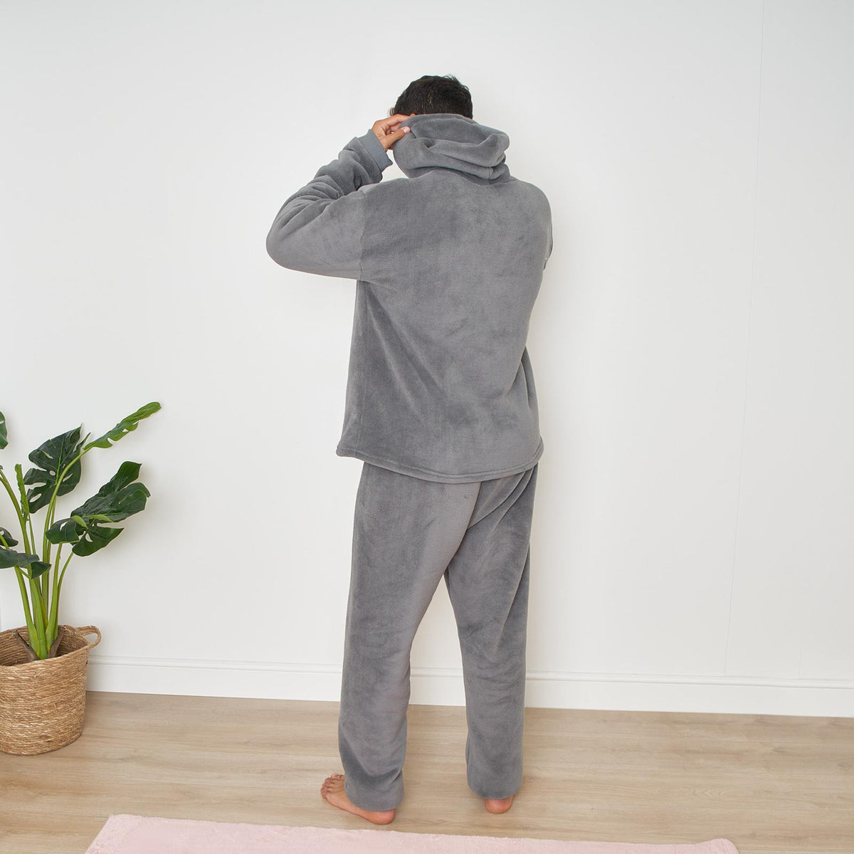 OHS Fleece Loungewear Set Coral Winter Sherpa Nightwear 2-Piece Hoodie Jogger