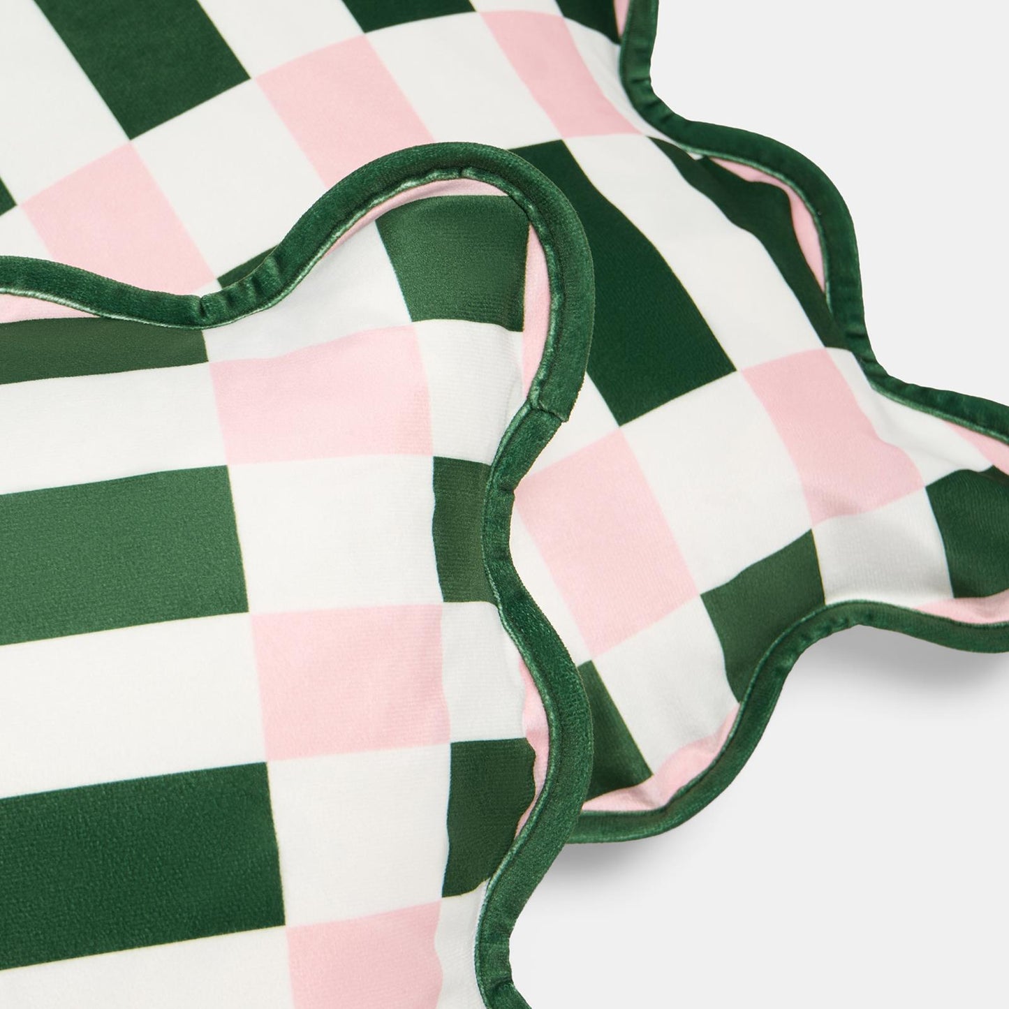 OHS Checkerboard Cushion Covers Scallop Edge Matte Velvet Square Pillowcases