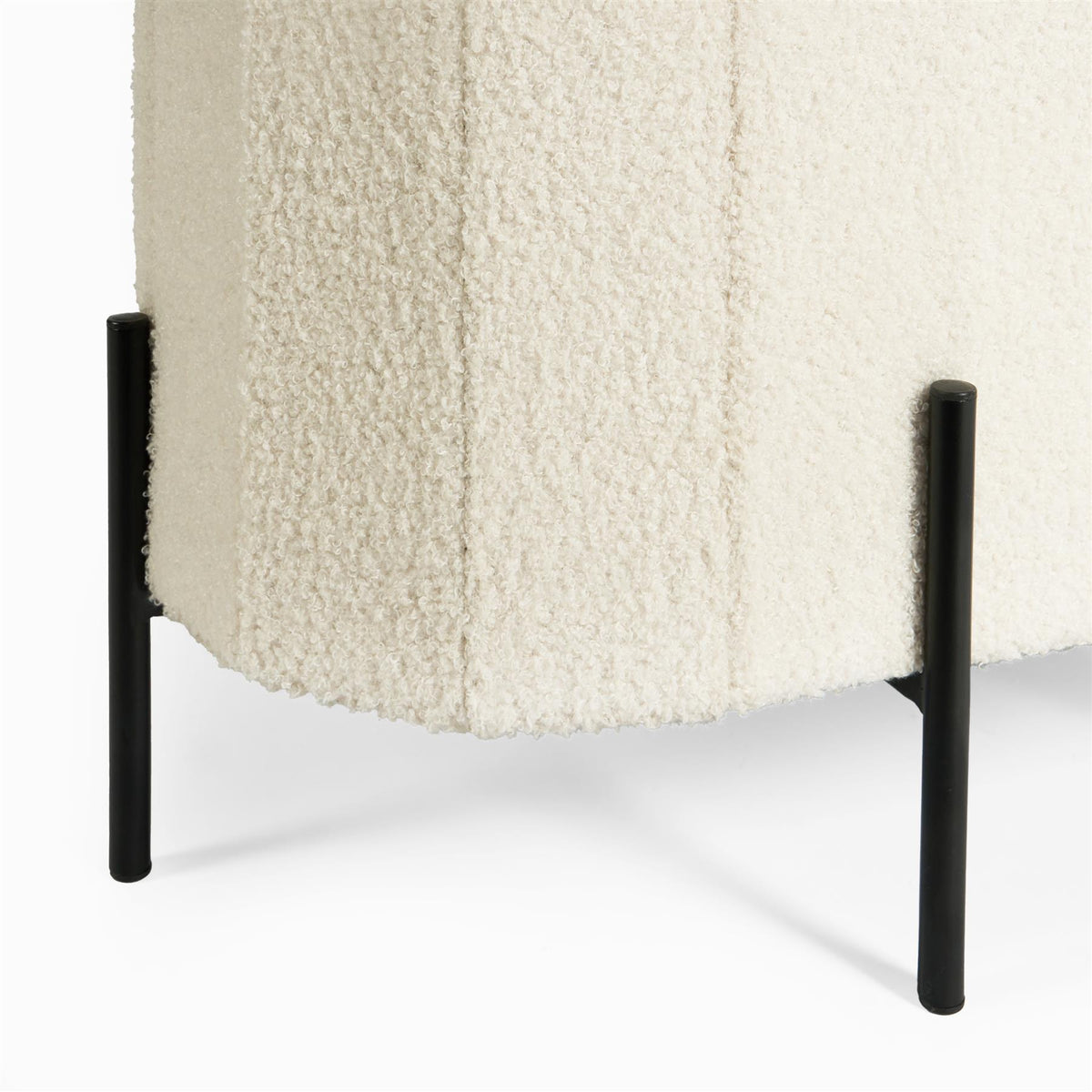 OHS Ottoman Boucle Storage Box Folding Footstool Cube Round Rectangle