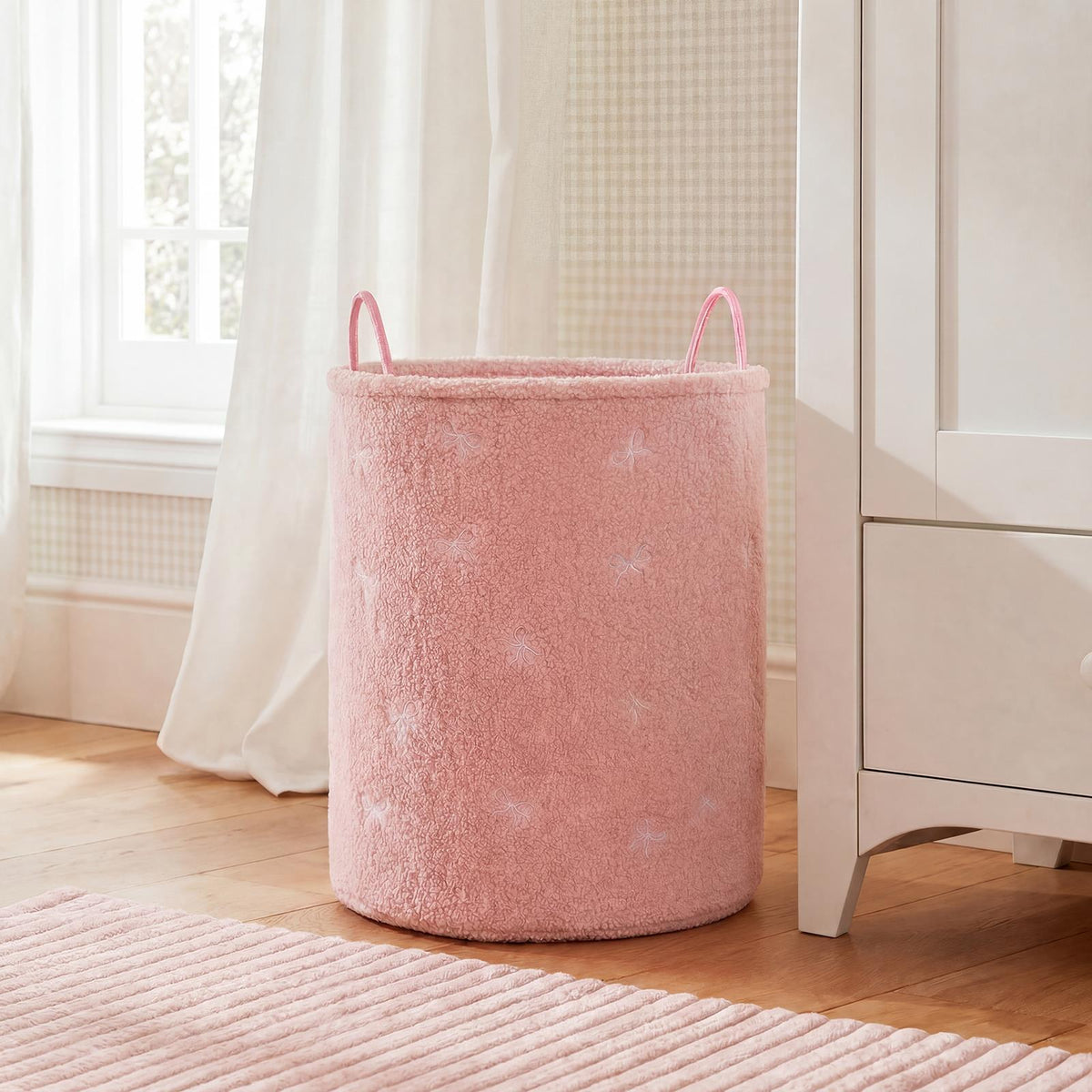 OHS Storage Basket Handles Boucle Fleece Laundry Clothes Organiser