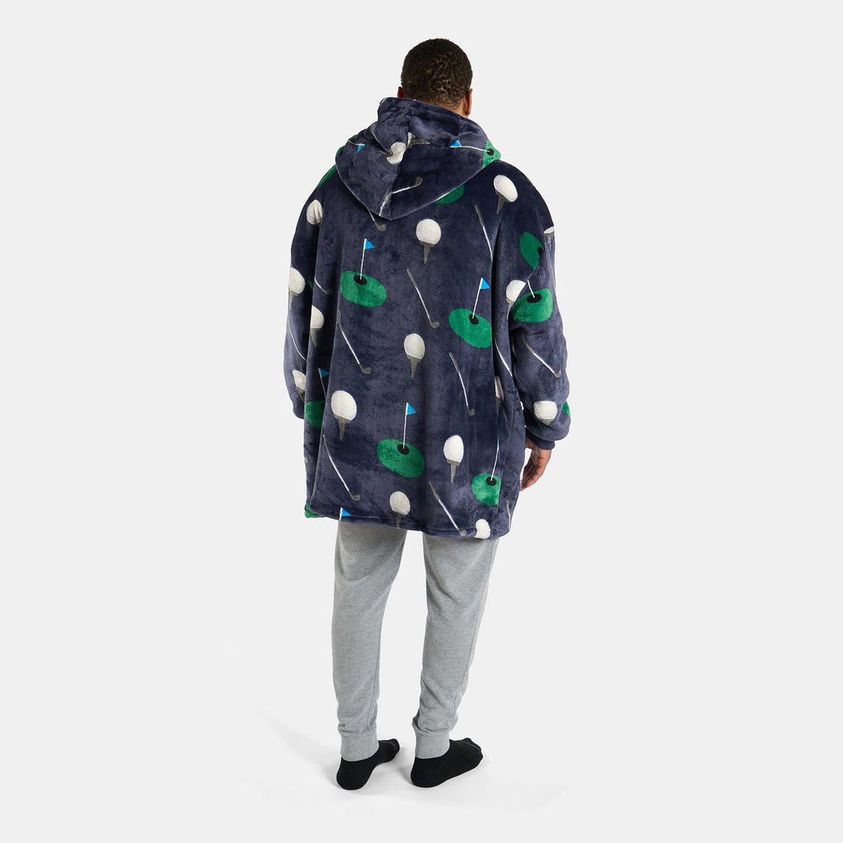 OHS Print Hooded Blanket Adult Xmas Winter Sherpa Lined Throw Oversized Hoodie