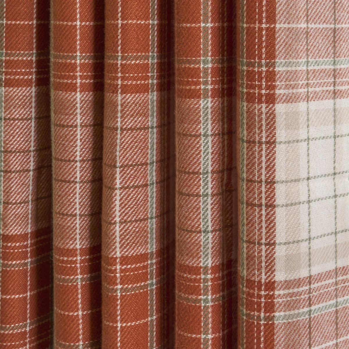 OHS Check Eyelet Curtains Pair Thermal Ring Top Textured Woven Ready Made