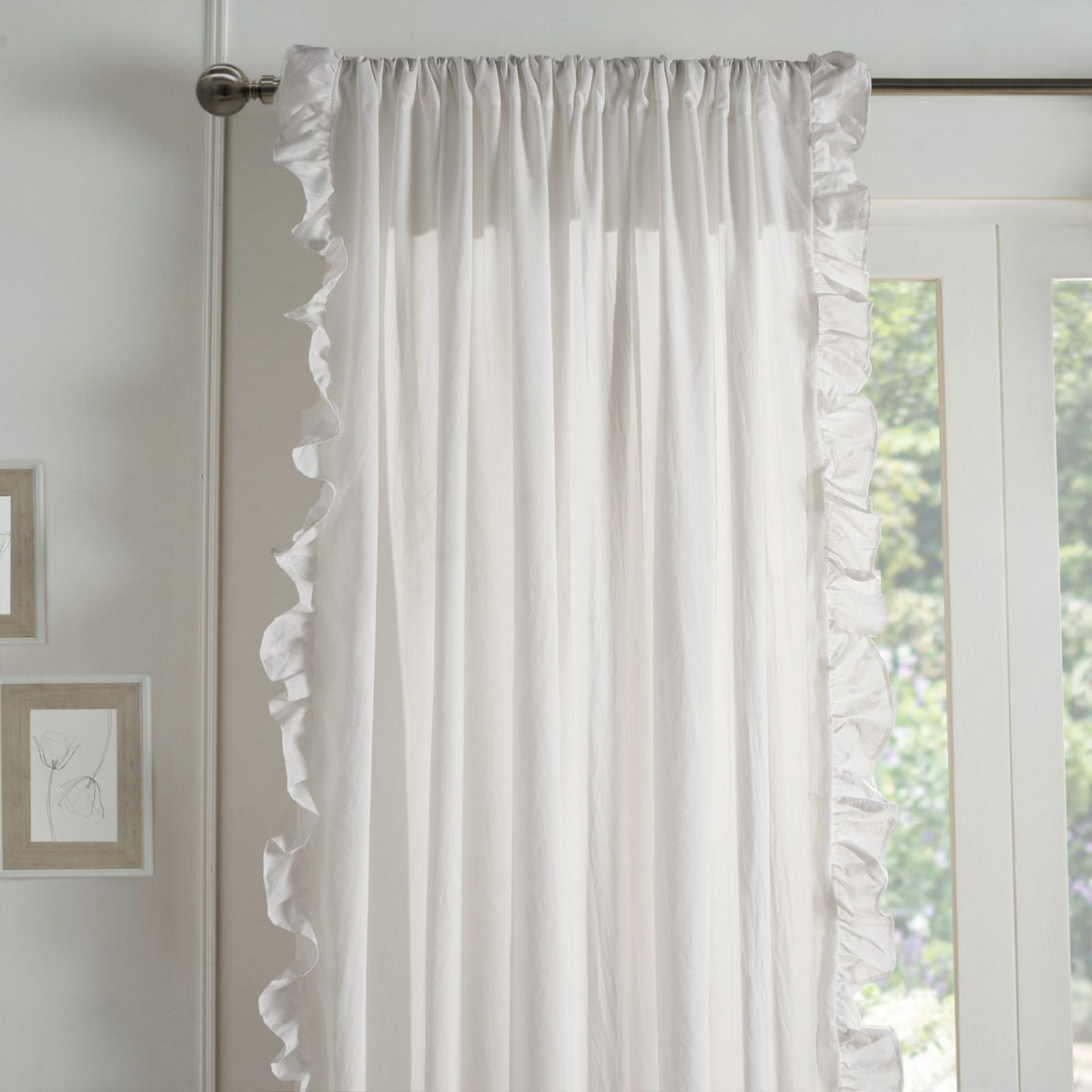 Frill Voile Net Curtains 2 Window Panels Sheer Rod Slot Top Textured Pair Set