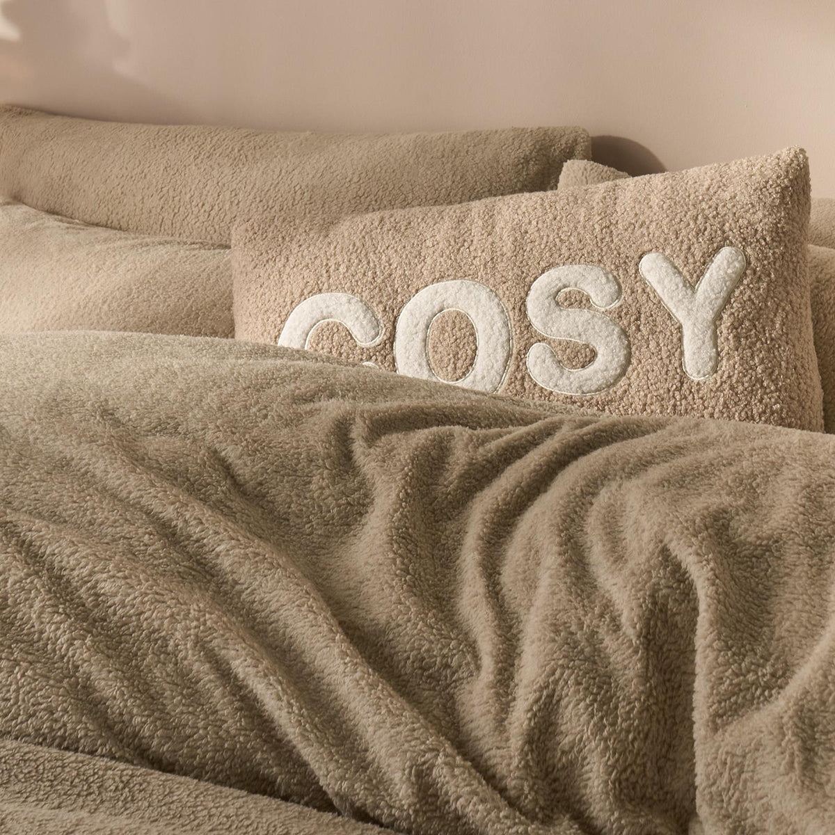 OHS Teddy Fleece Duvet Cover with Pillow Case Thermal Warm Bedding Set