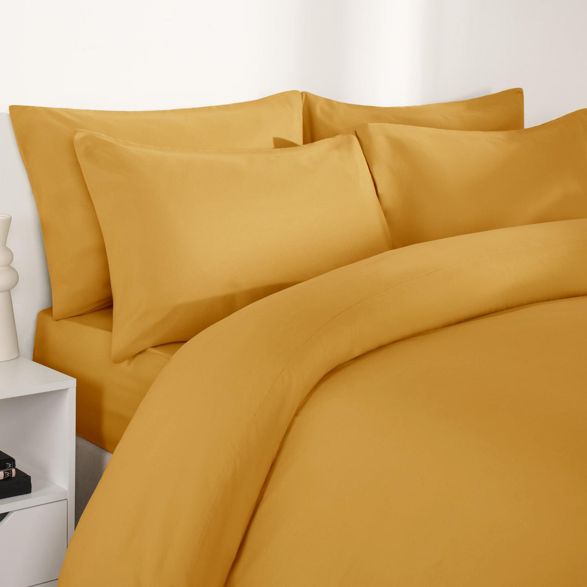 OHS Plain Duvet Cover & Pillowcase Reversible Bedding Set OR Fitted Sheet