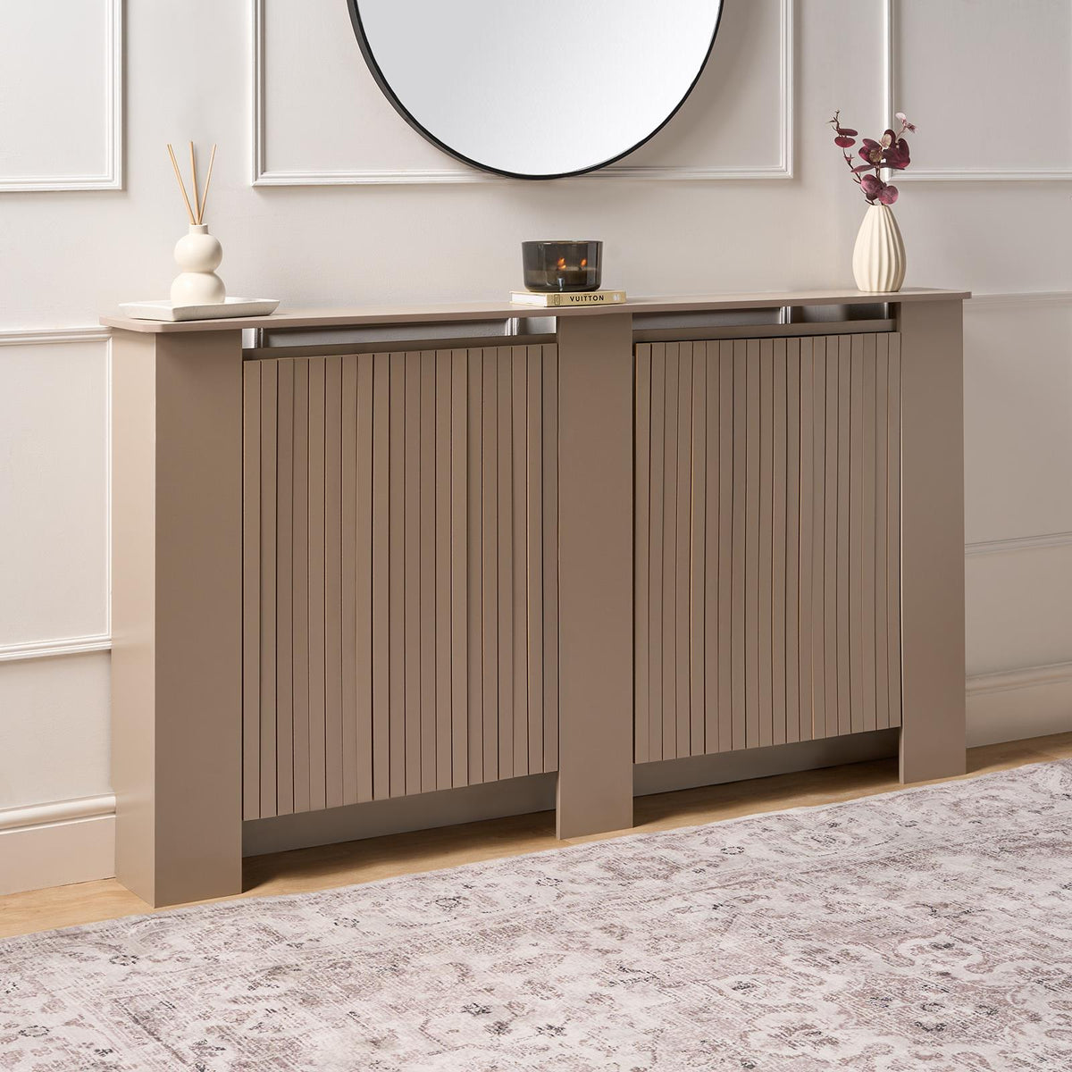 OHS Ribbed Radiator Cover Slatted Engineered Wood Side Board S M L Cabinet Shelf