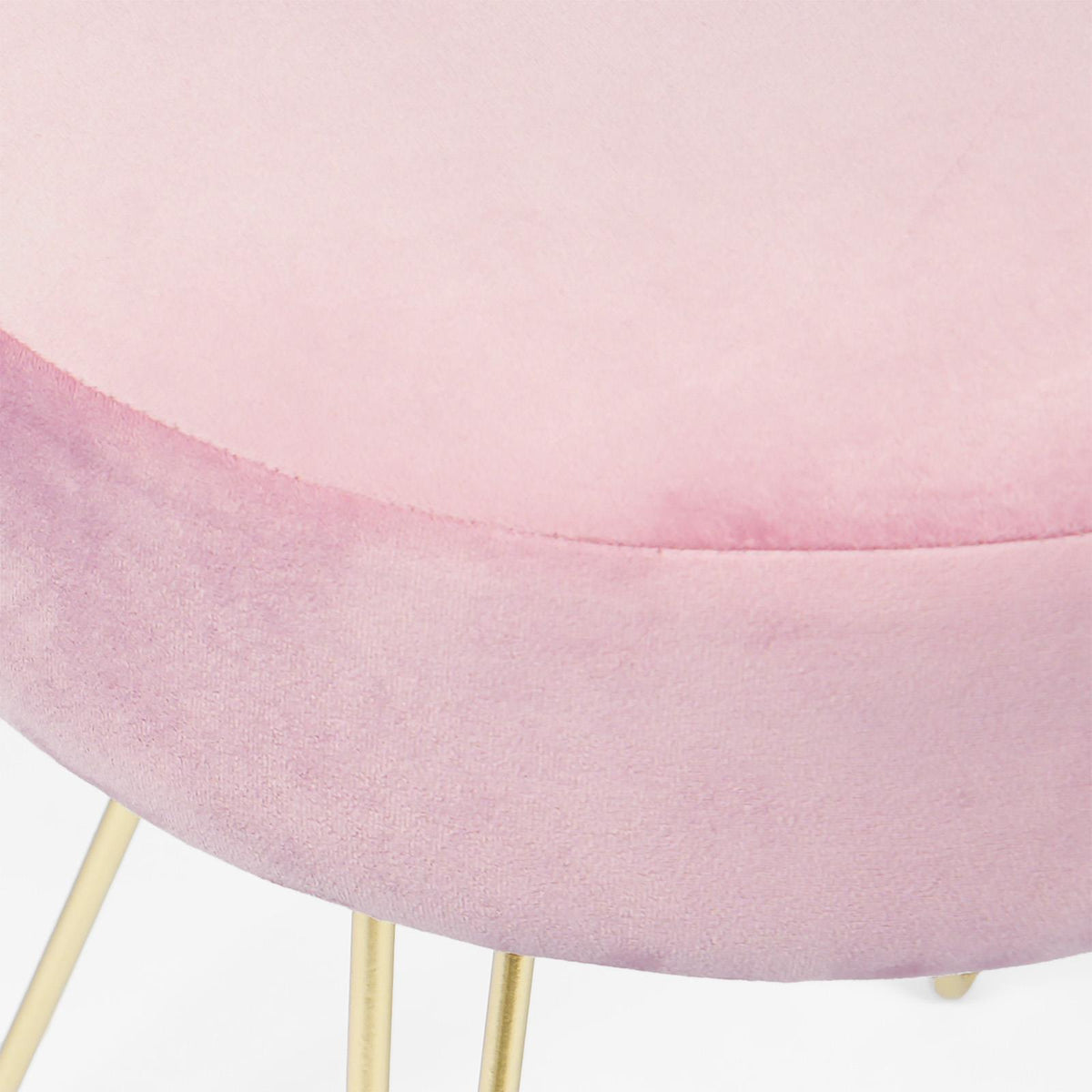 Dressing Table Stool Velvet Round Makeup Vanity Seat Chair Metal Legs Pouffe