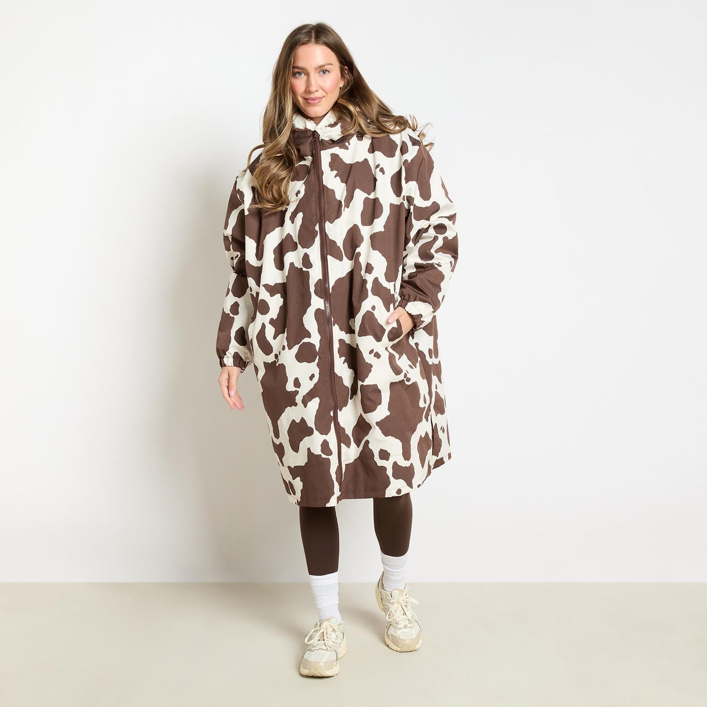 OHS Coat Drying Robe Animal Print Sherpa Lined Water Resistant Oversized