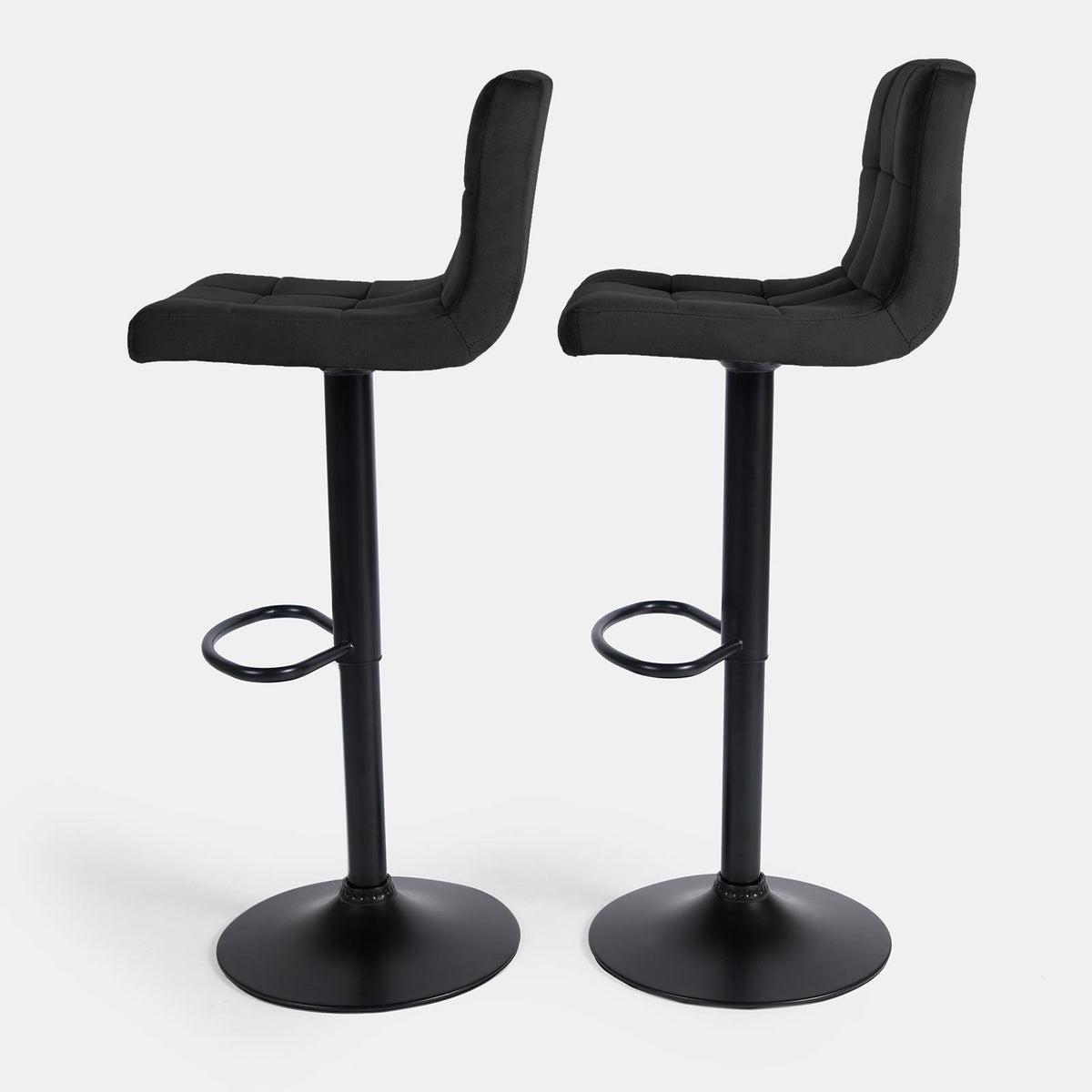 Adjustable Bar Stools x 2 Velvet Swivel Pub Seat Kitchen Breakfast Counter Chair