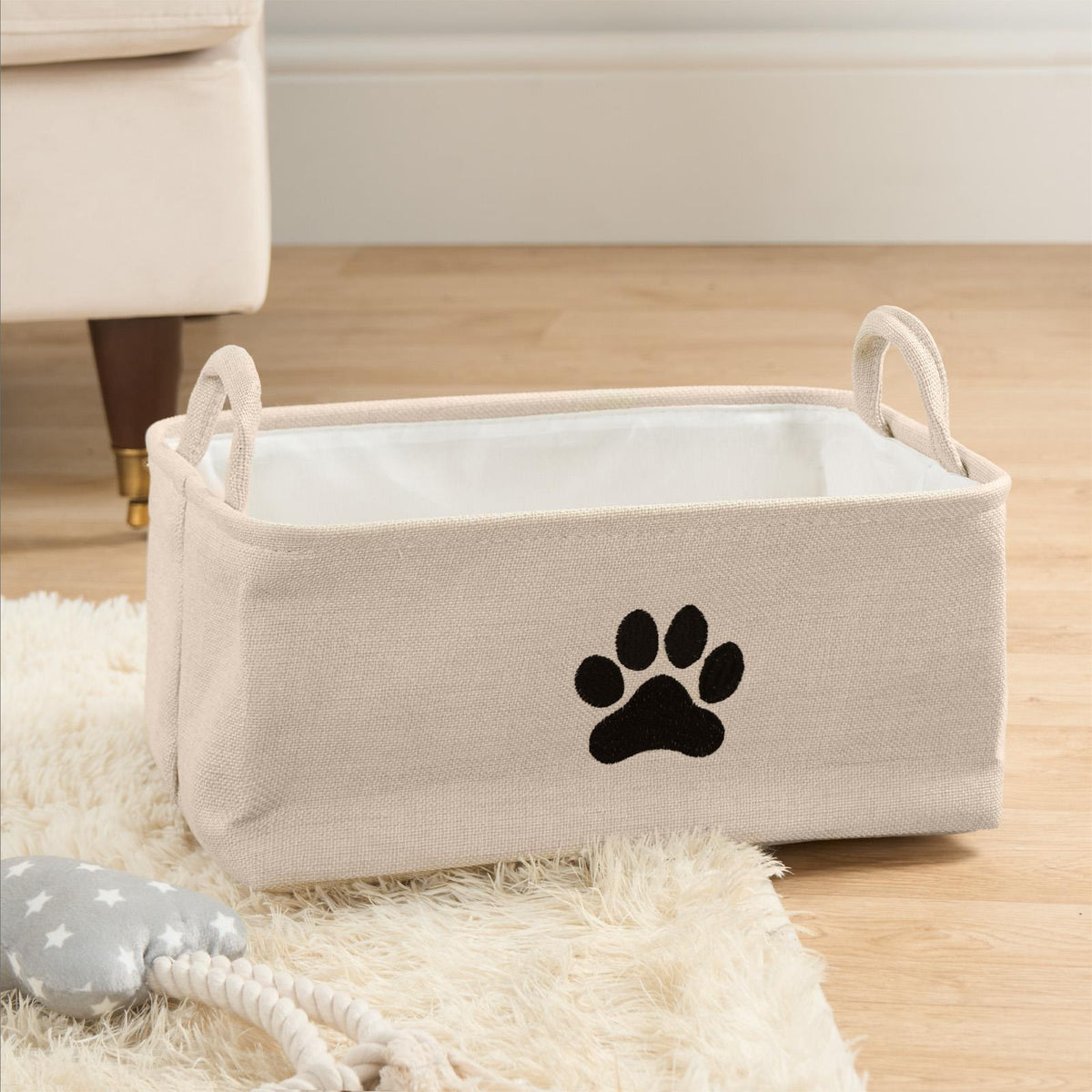 Pet Storage Basket Dog Toy Box Bin Handles Collapsible New Puppy Essentials Gift