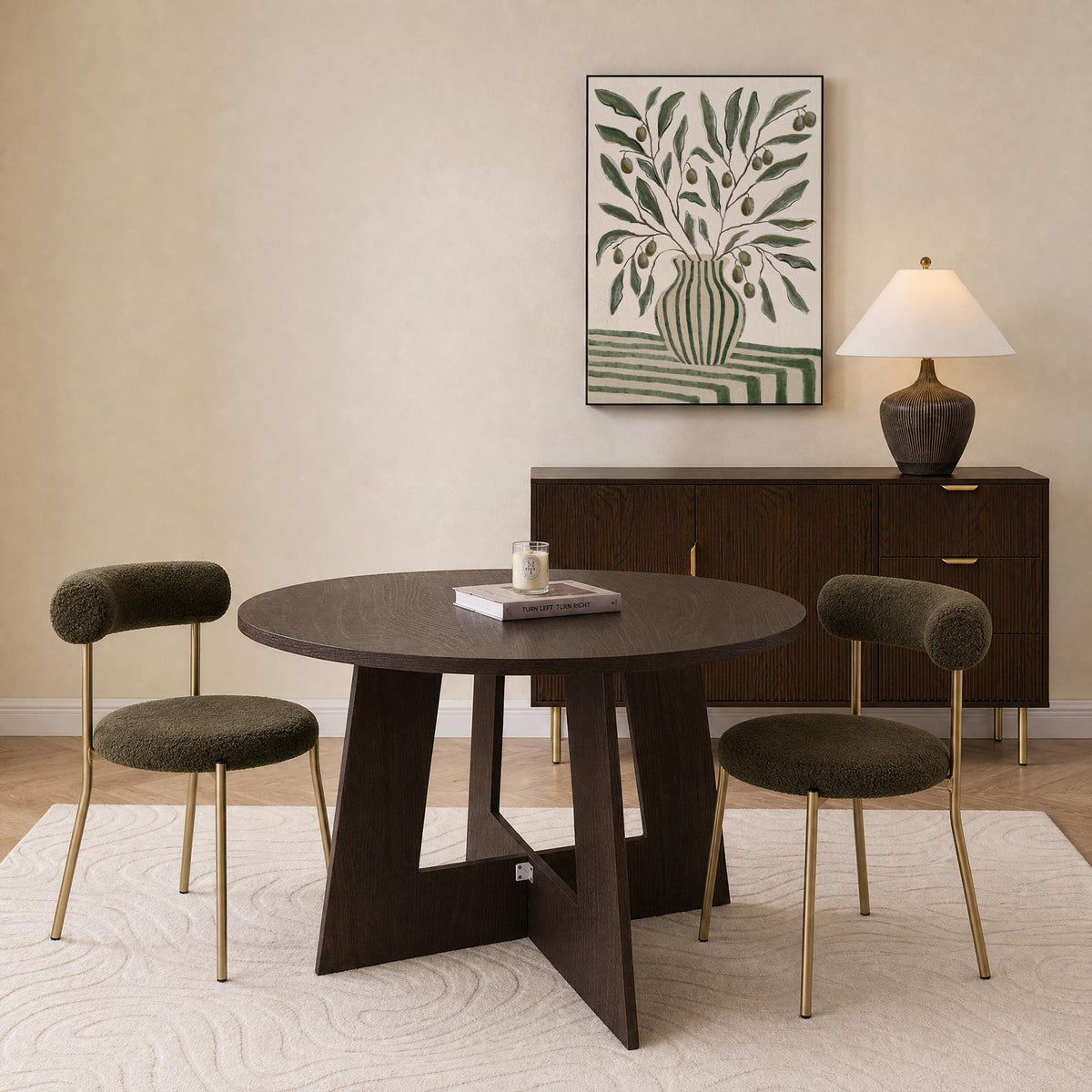 OHS Angular Dining Table 4-Seater Round Circle Kitchen Tables Engineered Wood
