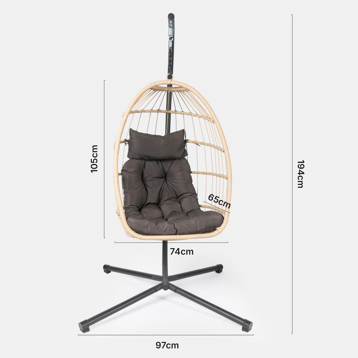OHS Hanging Egg Chair Outdoor Garden Furniture Patio Seat Hammock Pod Seat Swing