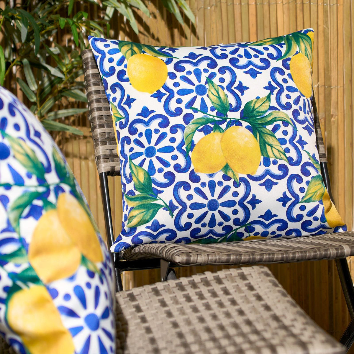 Outdoor Cushion Cover Lemon Garden Water Resistant Filled Inserts Furniture Pads