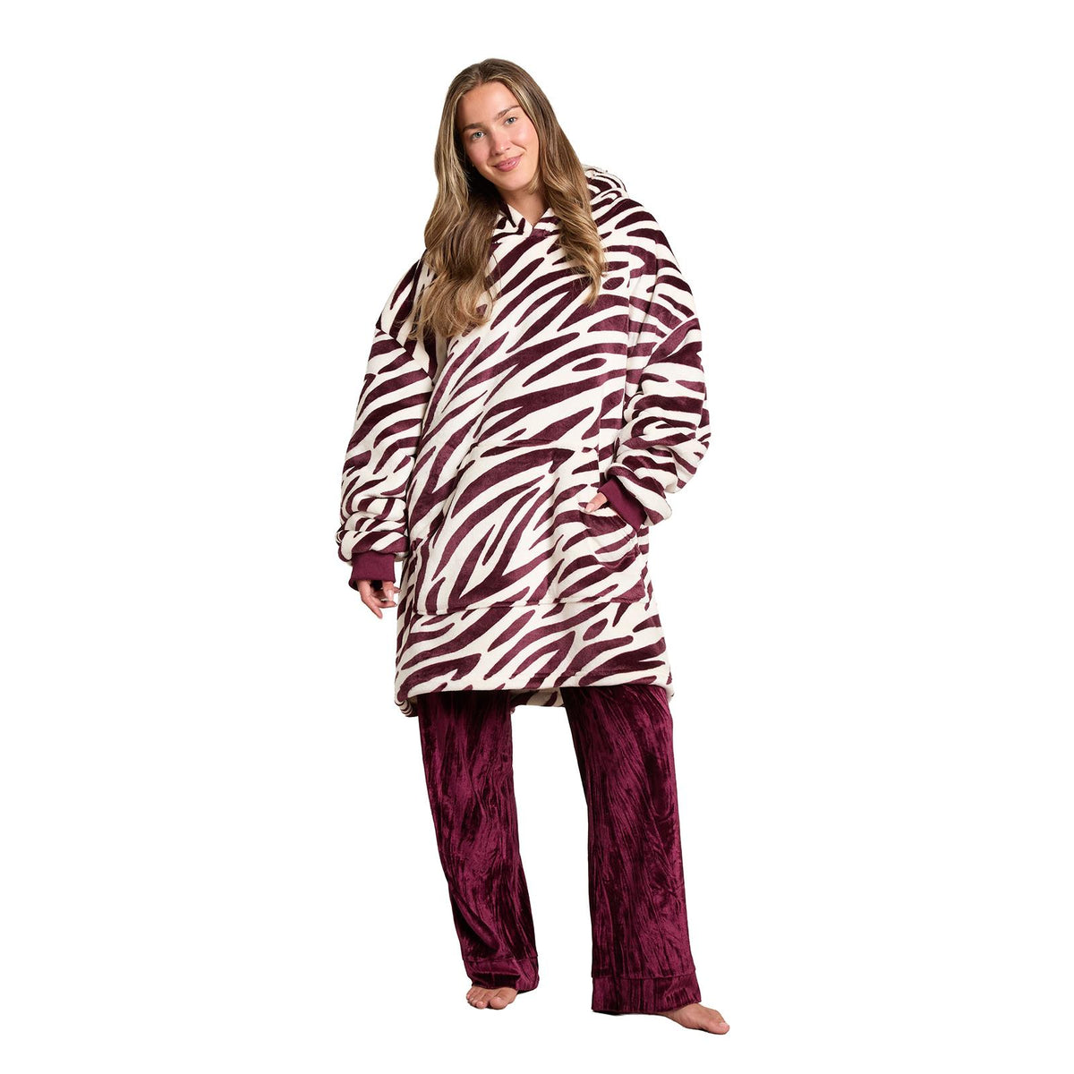 OHS Animal Prints Hoodie Blanket Sherpa Lined Fleece Wearable Throw