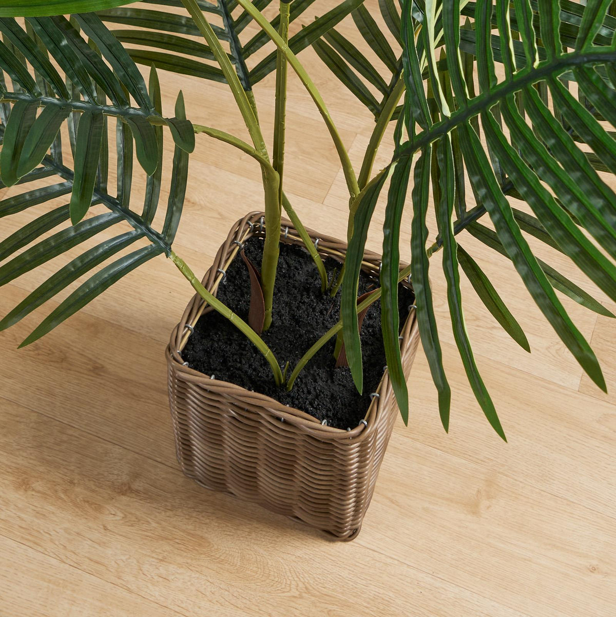 OHS Artificial Tree Plant Foliage in Basket Pot Palm Olive Leaves Tabletop Decor