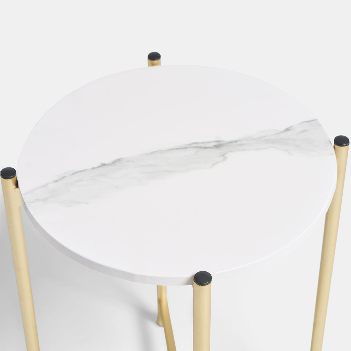 OHS Round Side Table Coffee End Tables with Metal Frame Decorative Nightstand