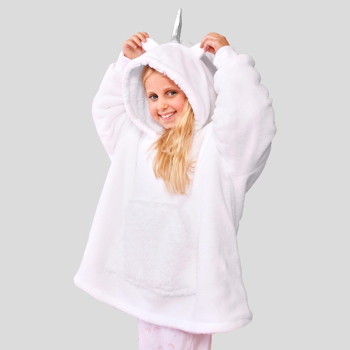 Kids Hoodie Blanket Oversized Sherpa Fleece Jumper Sweatshirt Soft Warm Throw