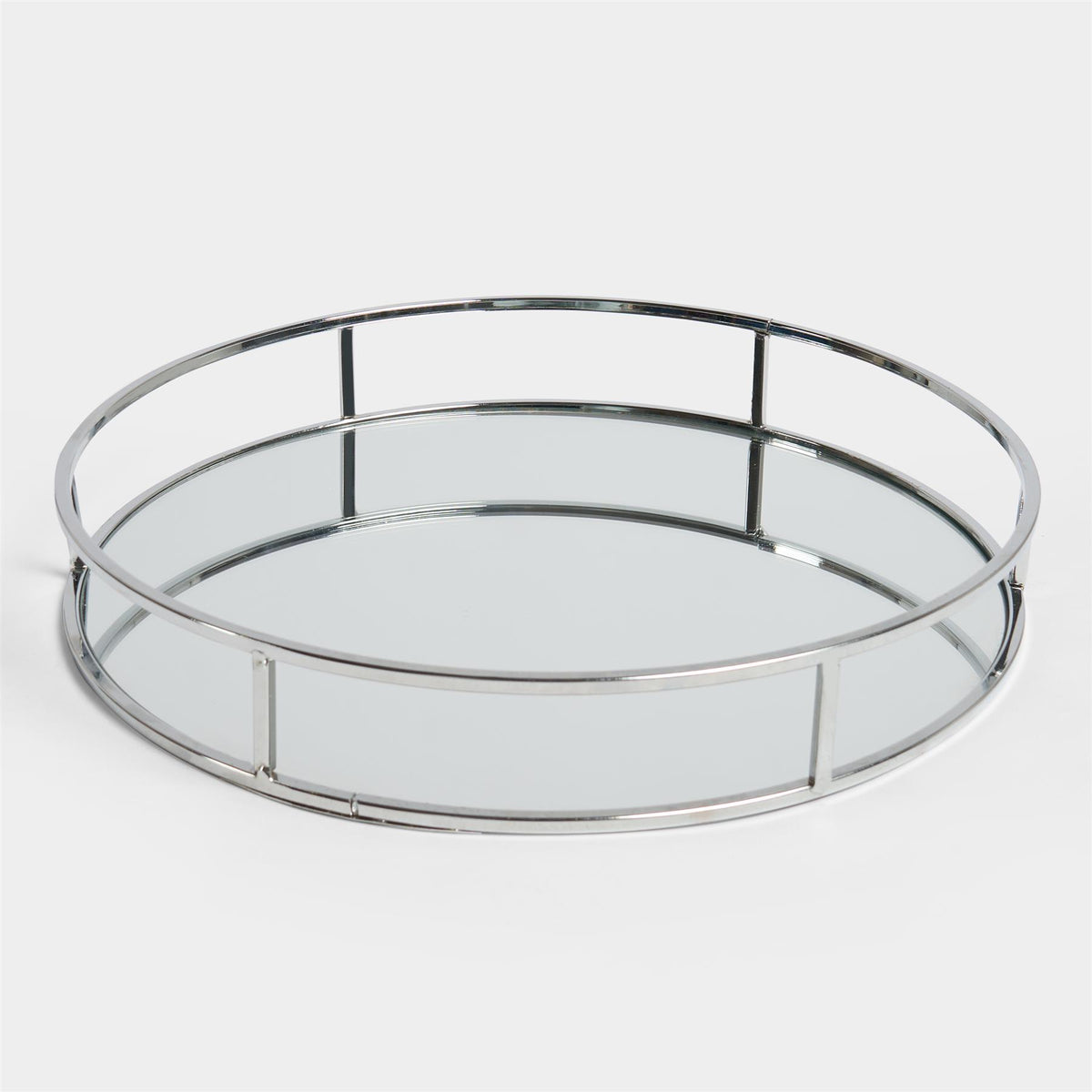 OHS Mirrored Serving Tray with Metal Frame Tealight Holder Vanity Display Plate