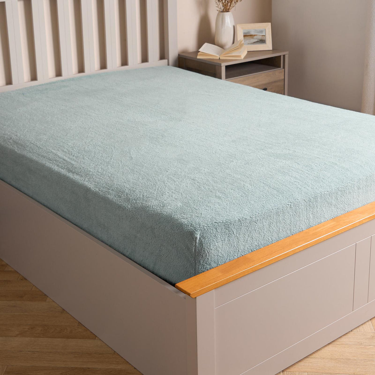OHS Teddy Fleece Fitted Sheet Thermal Warm Single Double King Bedding NEW