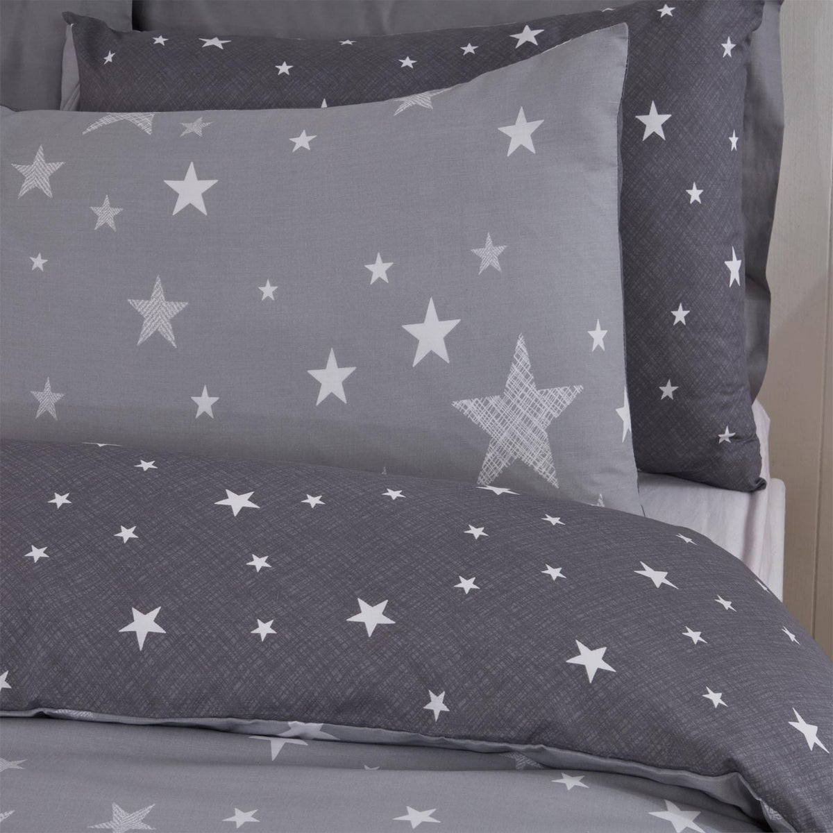 Dreamscene Galaxy Stars Duvet Cover with Pillowcase Kids Bedding Set Silver Grey