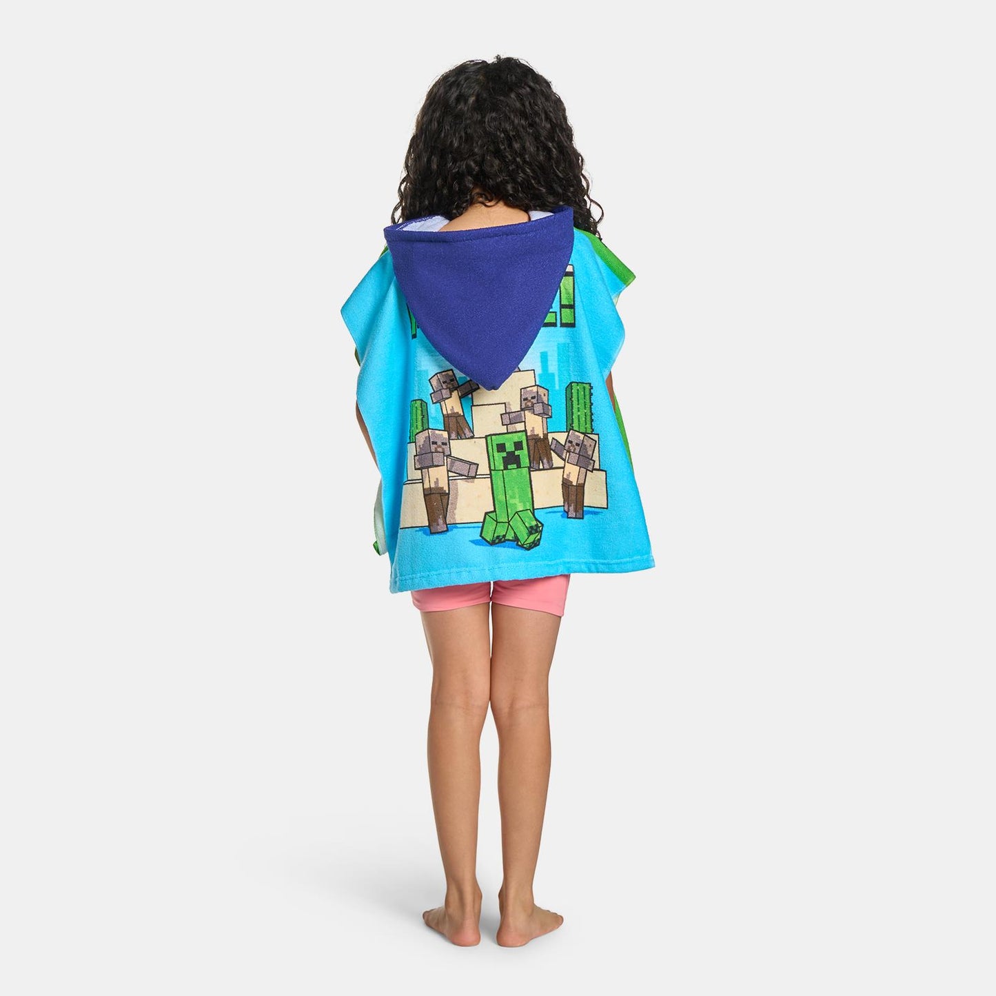 OHS x Minecraft Kids Beach Towel Hooded Poncho Absorbent Quick Dry Microfibre