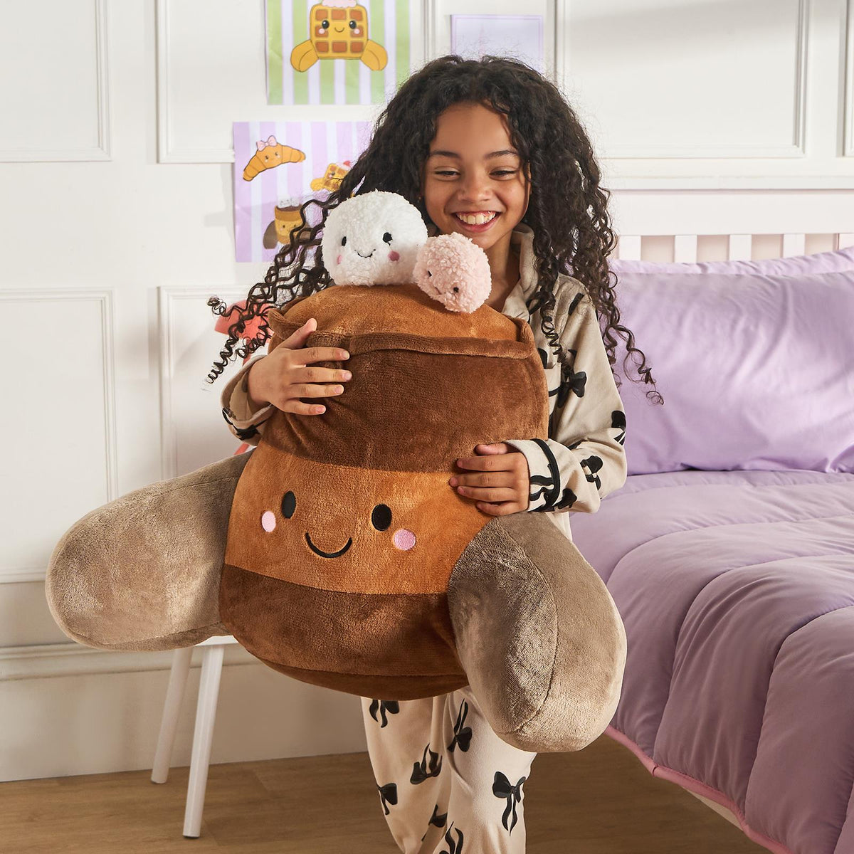 OHS Character Cuddle Cushion Soft Fleece Reading Pillow with Arms Bed Chair