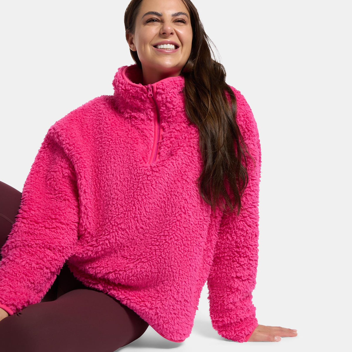 OHS Half Zip Hoodie Plain Thermal Teddy Fleece Winter Jumper Pullover Sweatshirt