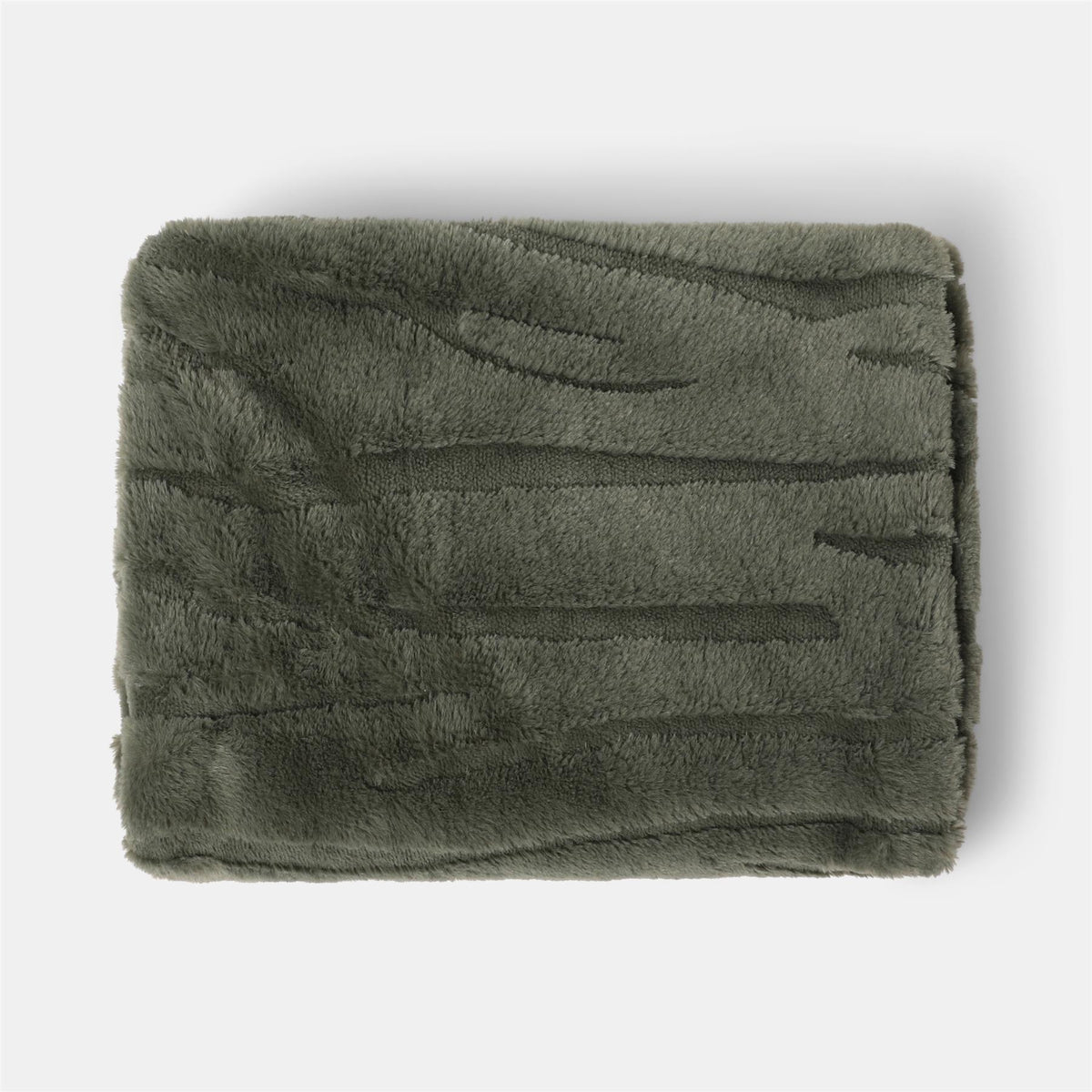 OHS Faux Fur Ribbed Fleece Throw Over Bed Blanket Supersoft, Green - 150 x 200cm