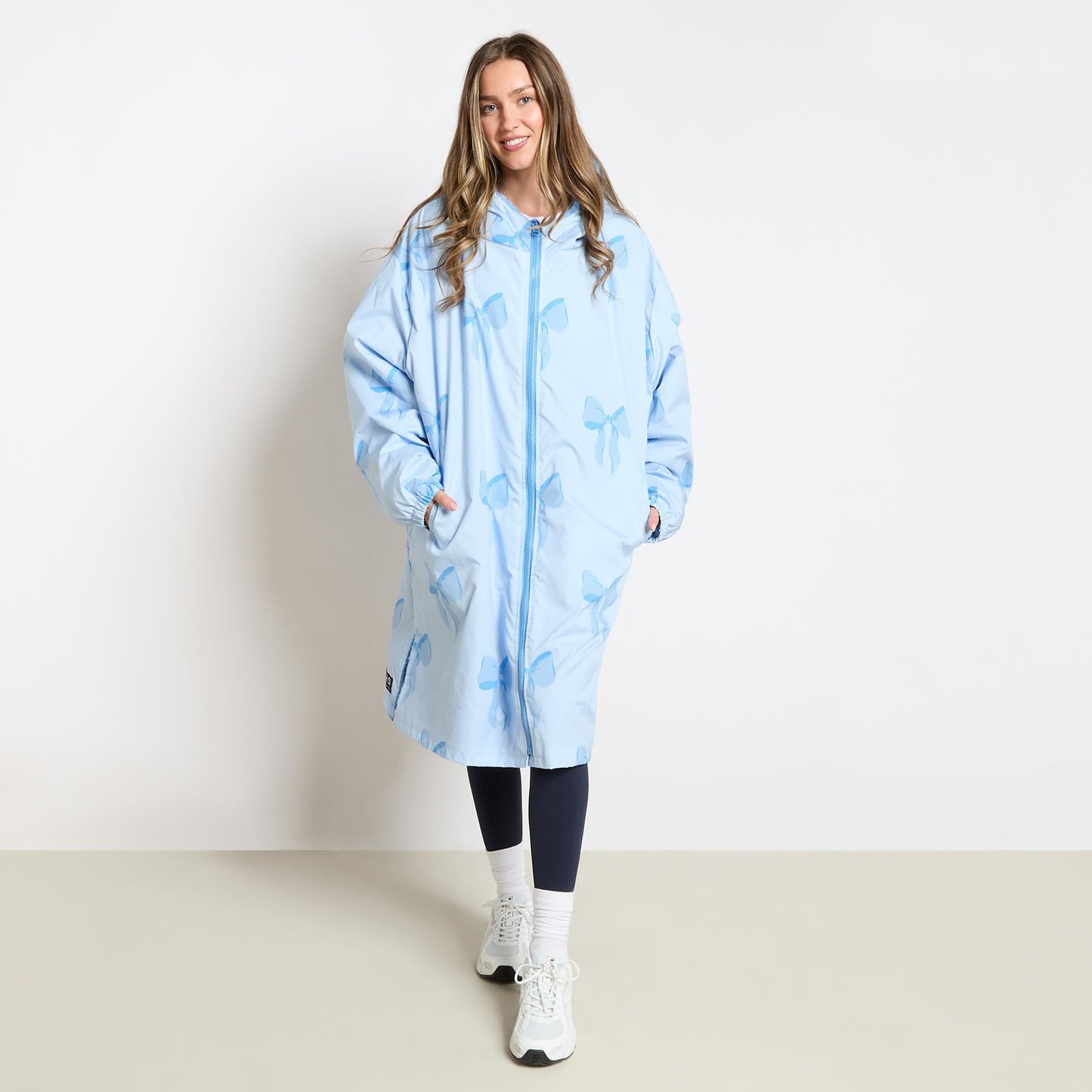 OHS Bows Print Drying Changing Robe Sherpa Lined Water Resistant Oversized Coat