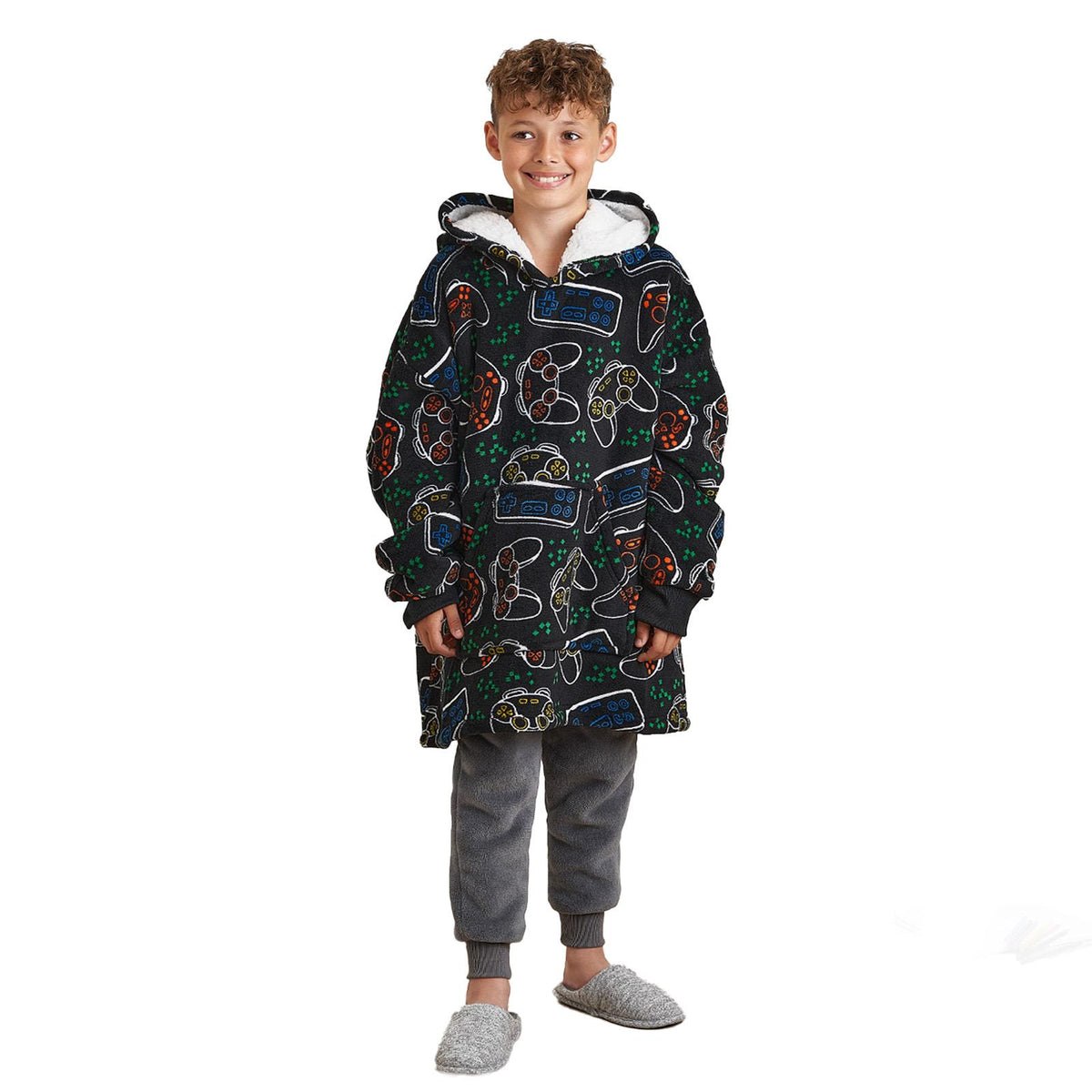 Kids Hoodie Blanket Oversized Sherpa Fleece Jumper Sweatshirt Soft Warm Throw