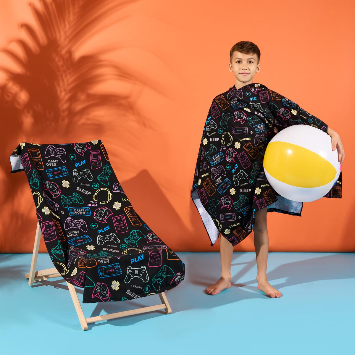 Kids Poncho Beach Towel Hooded Quick Dry Microfibre Holiday Swimming Absorbent