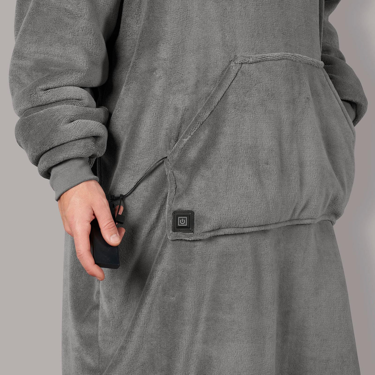 Heated Hoodie Blanket Extra Long Oversized Warm Fleece Sherpa Throw USB Jumper