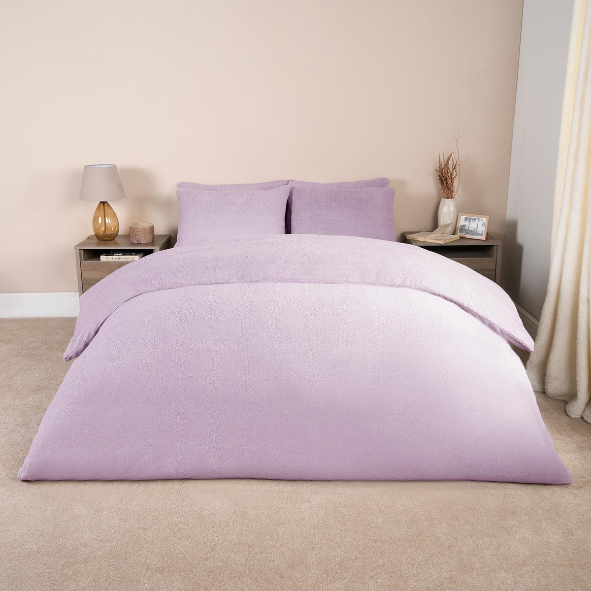 OHS Teddy Fleece Duvet Cover with Pillow Case Thermal Warm Bedding Set