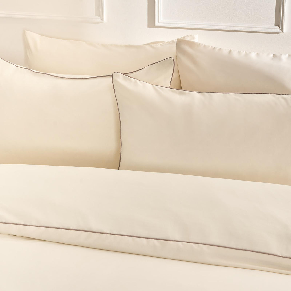 OHS Piped Edge Duvet Cover Set Soft Quilt Pillowcase Bedding Double King Size