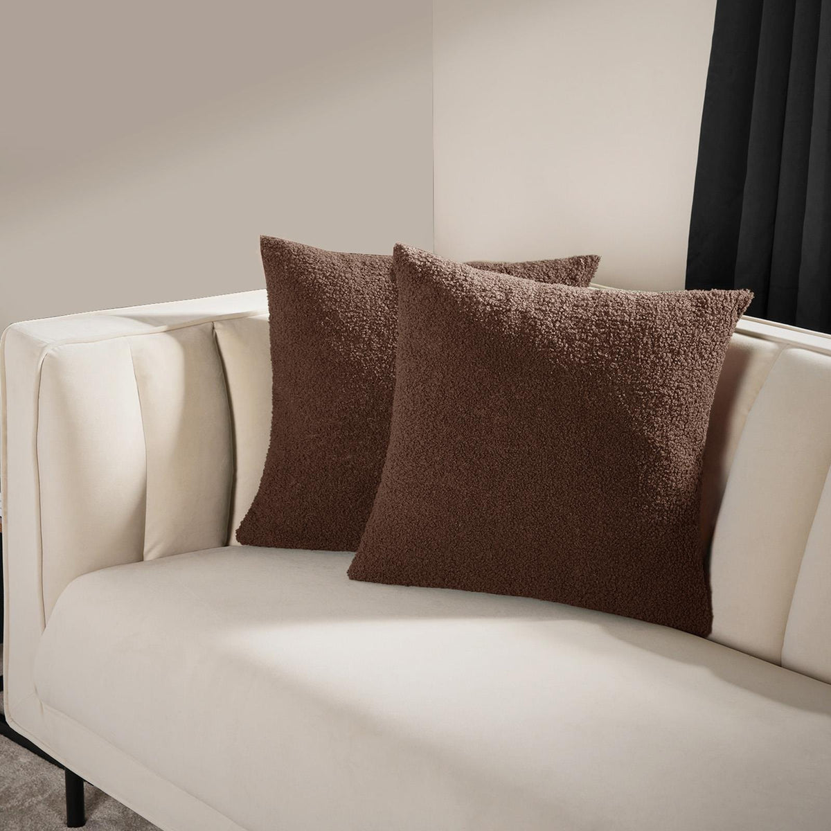 OHS Boucle Cushion Covers  2 Pack Teddy Fleece Square Pillowcases Home Decor