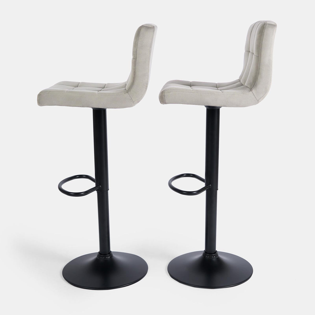 Adjustable Bar Stools x 2 Velvet Swivel Pub Seat Kitchen Breakfast Counter Chair