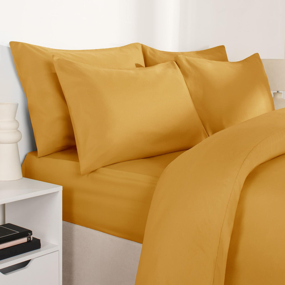 OHS Plain Duvet Cover & Pillowcase Reversible Bedding Set OR Fitted Sheet