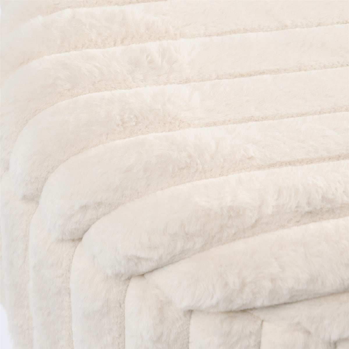 OHS Faux Fur Stool Hairpin Ribbed Fleece Round Vanity Seat Foot Rest Chair