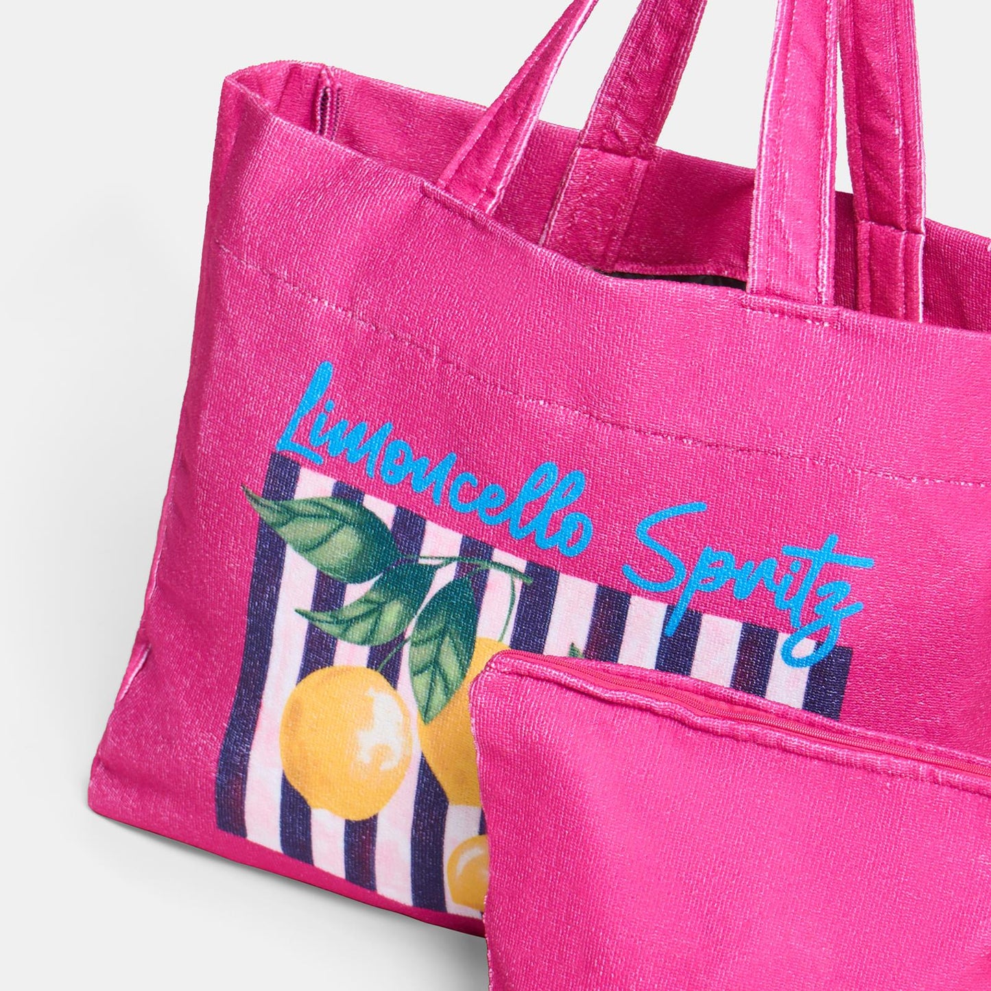 OHS Fun Print Beach Bag with Pouch Towelling Shoulder Tote Bag Holiday Travel