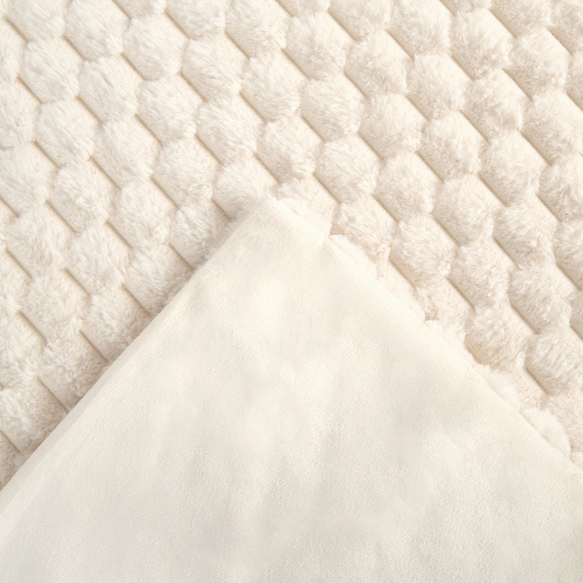 OHS Waffle Throw Bed Blanket Faux Fur Supersoft Warm Fleece Cosy Plush