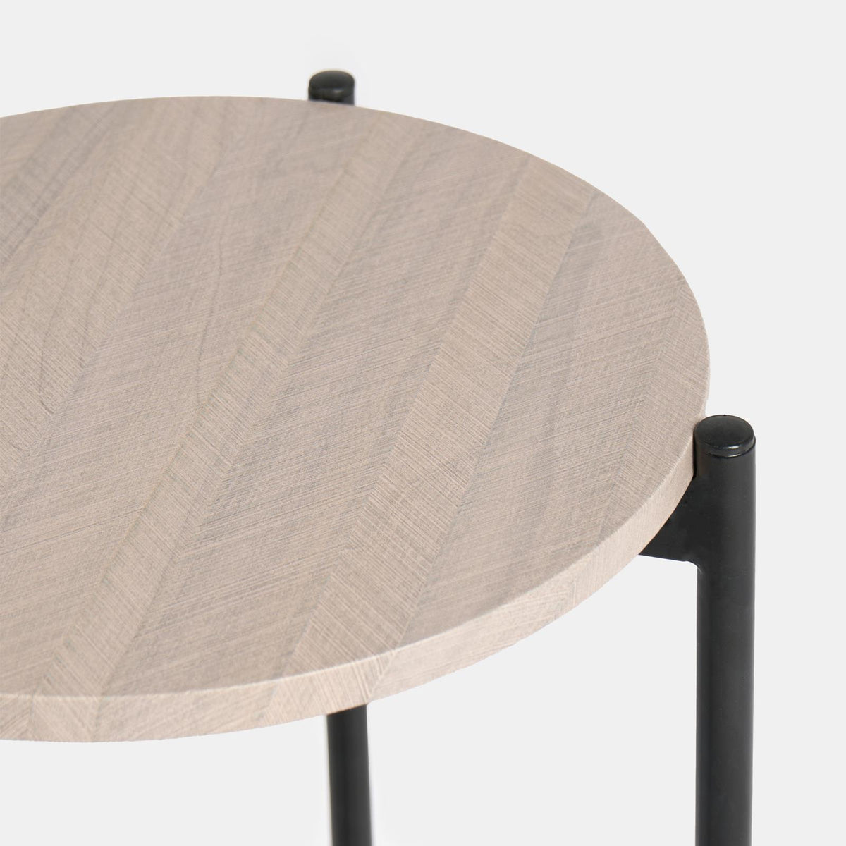 OHS Round Side Table Coffee End Tables with Metal Frame Decorative Nightstand