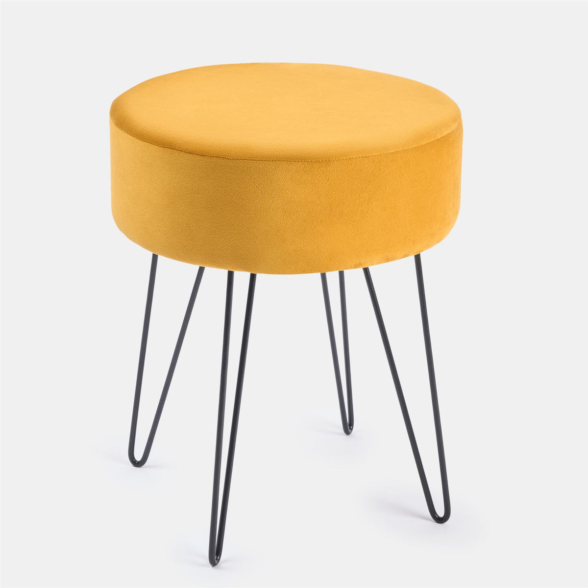 Dressing Table Stool Velvet Round Makeup Vanity Seat Chair Metal Legs Pouffe